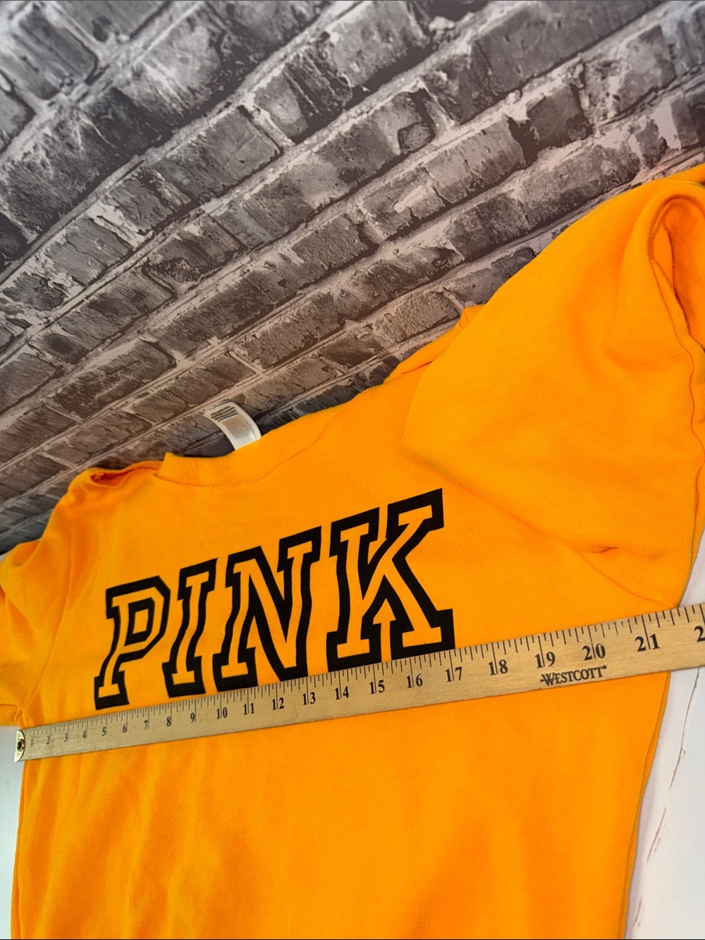 PINK Victoria's Secret Wide-Neck Pullover Sweatshirt - Orange - Picture 7 of 10